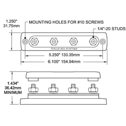 Blue Sea Systems Busbar 150A 4 X 1/4In-20 Stud Inc Cover