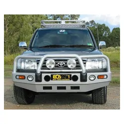 ECB Big Tube Bar w/Lights to Suit Toyota Landcruiser 100 Series Live Coil 04/98 to 10/07 Black Ripple