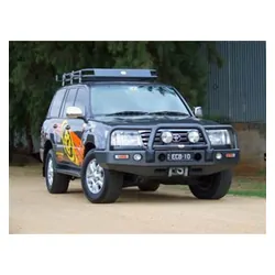 ECB Winch Compatible Big Tube Bar w/Lights to Suit Toyota Landcruiser 100 Series IFS 04/98 to 10/07 Polished