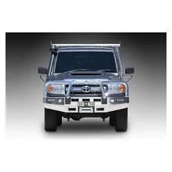 ECB Winch Compatible Big Tube Bar w/Lights to Suit Toyota Landcruiser 79 Series 11/16-08/23 Polished