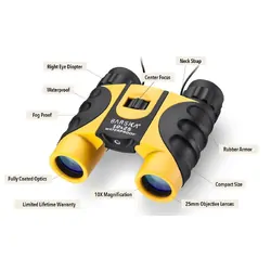 BARSKA 10x25mm Colorado Yellow Waterproof Compact Binoculars