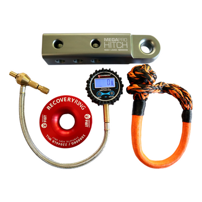 Megapro Hitch, Soft Shackle, Tyre Deflator And Recovery Ring Combo