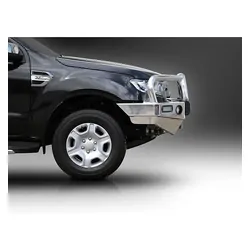 ECB Big Tube Bar Winch Compatible w/Lights to Suit Ford Ranger PX MKII 4WD Highrise 07/15-08/18 Silver Hammer Tone