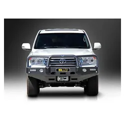 ECB Big Tube Bar Winch Compatible w/Lights to Suit Toyota Landcruiser 200 Series VX 03/12 to 10/15 Black Ripple