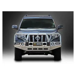 ECB Big Tube Bar w/Lights to Suit Toyota Prado 150 Series 2 GX 11/13 to 10/17 Silver Hammer Tone