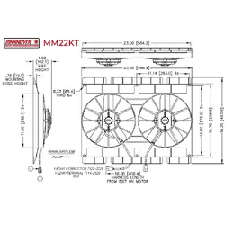Maradyne Dual Puller Fan w/ Mounting Flanges - 11" - 12V / 225W - 2760 CFM - MM22KT