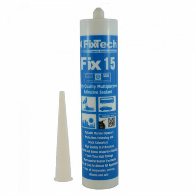 FixTech Fix15 Multi-purpose Adhesive Sealant White (NON YELLOWING) 290mL Cartridge