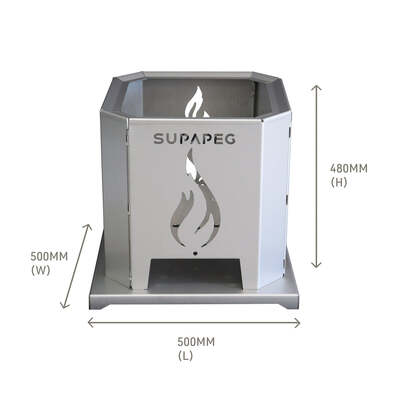 Supa Peg Cube Stainless Steel Firepit