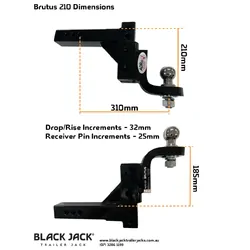 Black Jack Brutus 210mm Drop Brutus with 50mm ball and locking pin. (3.5 ton)
