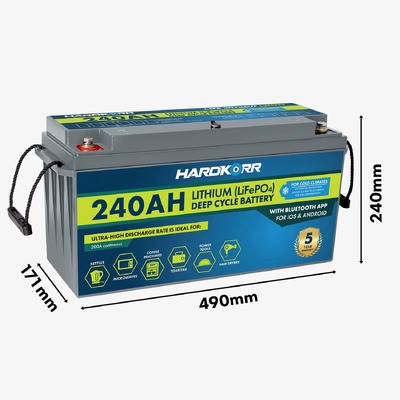 Hardkorr 240Ah Cold Climate Lithium (LiFePO4) Deep Cycle Battery w/Bluetooth