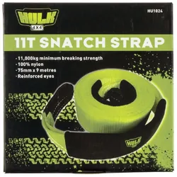 Hulk 4x4 Snatch Strap 11000Kg 100% Nylon Green 75Mm X 9M