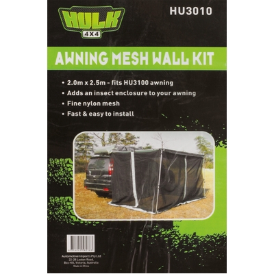 Hulk 4x4 Mosquito Mesh Black Nylon 2 X 2.5M Inc Storage Bag
