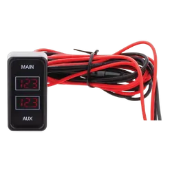 Hulk 4x4 Rectangle Rocker Dual Voltmeter Red Led