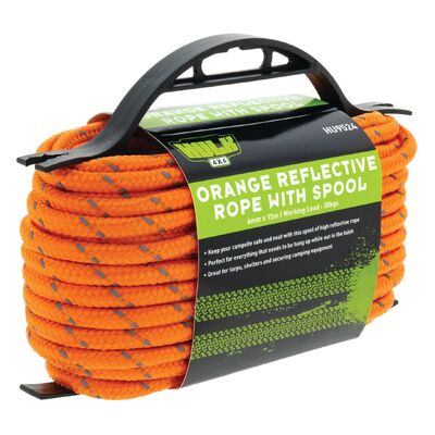 Hulk 4x4 6Mm*15M Reflective Rope Orange With High Vis Weave
