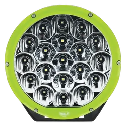 Hulk 4x4 Pkt 2 7" Rnd Led Driving Lamp Kit 9-36V 106W 19 Leds Green &