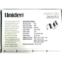 Uniden HWK-3N Hard Wire Kit for Smart Dash Cams – USB-C