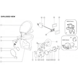 Jabsco Deluxe Silent Flush Electric Toilet - Slanted Back Fresh Water Flush 24V