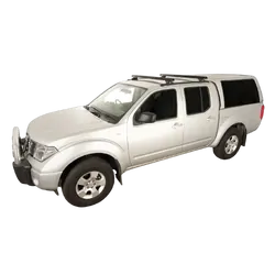 Rhino Rack Heavy Duty Rltp Trackmount Black 2 Bar Roof Rack For Nissan Navara D40 (St/St-X) 4Dr Ute Dual Cab 11/05 To 06/15