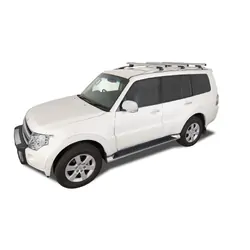 Rhino Rack Heavy Duty Cxb Silver 3 Bar Roof Rack For Mitsubishi Pajero Np 4Dr 4Wd With Roof Rails 11/02 To 10/06
