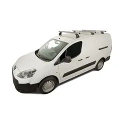 Rhino Rack Heavy Duty Rltf Silver 3 Bar Roof Rack For Peugeot Partner Gen2 2Dr Van 08 To 18