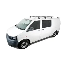 Rhino Rack Vortex Rltf Black 4 Bar Roof Rack For Volkswagen Caravelle 7H 2Dr Van Swb (Low Roof) 04/08 To 11/15
