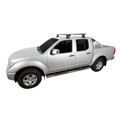 Rhino Rack Heavy Duty Black 2 Bar Roof Rack For Nissan Navara D40 (Rx) 4Dr Ute Dual Cab 11/05 To 06/15
