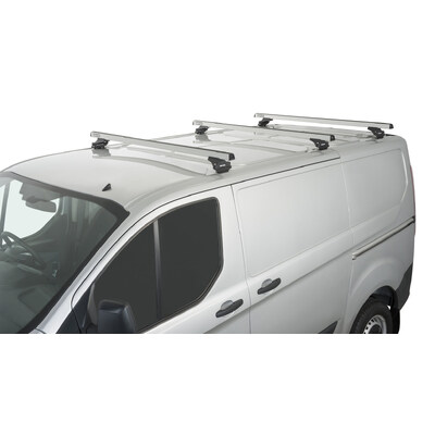 Rhino Rack Heavy Duty Rltp Silver 3 Bar Roof Rack For Ford Transit Custom 2Dr Van Swb 02/14 On