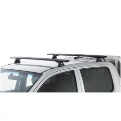 Rhino Rack Vortex Rlt600 Trackmount Black 2 Bar Roof Rack For Toyota Hilux Gen 7 4Dr Ute Dual Cab 04/05 To 09/15