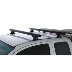 Rhino Rack Heavy Duty Rlt600 Trackmount Black 2 Bar Roof Rack For Toyota Hilux Gen 7 2Dr Ute Extra Cab 04/05 To 09/15
