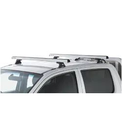 Rhino Rack Heavy Duty Rlt600 Trackmount Silver 2 Bar Roof Rack For Toyota Hilux Gen 7 4Dr Ute Dual Cab 04/05 To 09/15