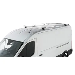 Rhino Rack Heavy Duty Rltp Silver 2 Bar Roof Rack For Ford Transit 2Dr Van Lwb (Mid/High Roof) 01/14 On