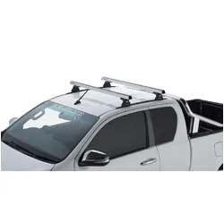 Rhino Rack Heavy Duty Rlt600 Trackmount Silver 2 Bar Roof Rack For Toyota Hilux Gen 8 2Dr Ute Extra Cab 10/15 To 20