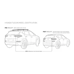 Rhino Rack Vortex Sx Black 2 Bar Roof Rack For Hyundai Tucson Gen 3 - Tl/Tle/Tl2/Tle2 (Pre Facelift) 5Dr Suv With Flush Rails 01/16 To 03/19
