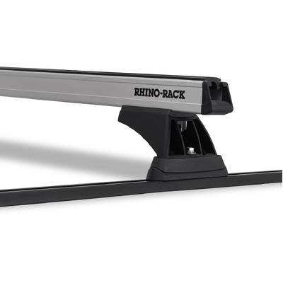 Rhino Rack Heavy Duty Rch Trackmount Silver 2 Bar Roof Rack For Nissan Navara 4Dr Ute Dual Cab 01/86 To 02/97