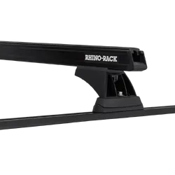 Rhino Rack Heavy Duty Rch Trackmount Black 2 Bar Roof Rack For Nissan Navara D22 4Dr Ute Dual Cab 03/97 To 06/15