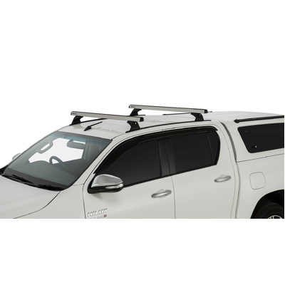 Rhino Rack Heavy Duty Rch Trackmount Silver 2 Bar Roof Rack For Toyota Hilux Gen 8 4Dr Ute Double Cab 10/15 On