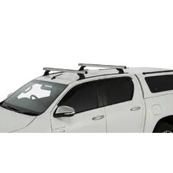 Rhino Rack Heavy Duty Rch Trackmount Silver 2 Bar Roof Rack For Toyota Hilux Gen 8 4Dr Ute Double Cab 10/15 On