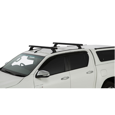 Rhino Rack Heavy Duty Rch Trackmount Black 2 Bar Roof Rack For Toyota Hilux Gen 8 4Dr Ute Double Cab 10/15 On