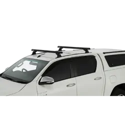 Rhino Rack Heavy Duty Rch Trackmount Black 2 Bar Roof Rack For Toyota Hilux Gen 8 4Dr Ute Double Cab 10/15 On