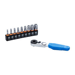 Mini Ratchet 5 Point Tamperproof Torx Bit Set 10 Piece