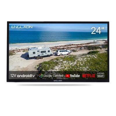 ENGLAON 24" HD SMART LED Google Certified 12V TV with Bluetooth