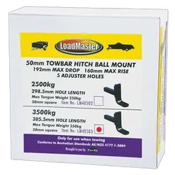 Loadmaster Tow Bar Tongue - 50mm 305.5mm Hole Length 165mm Drop Adjustable 35