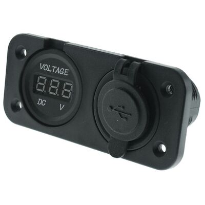 Dual Flush Mount With 1 X Usb Socket & 1 X Voltmeter With Usb Cover