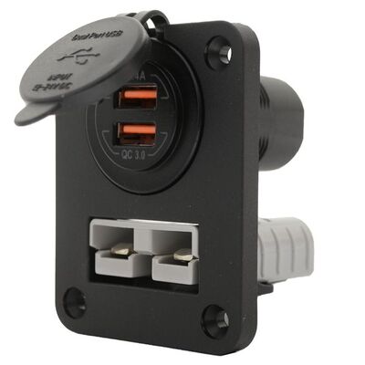 50A Connector & Usb H/O Panel Usb Output: 3.0 & 2.4A Grey Plug And Black Panel