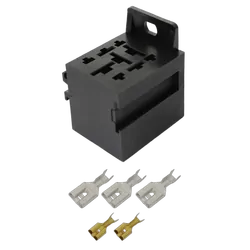 4&5 Pin High Amp Relay Base[5] C/W 6.3Mm X 2 & 9.5Mm X 5 Term Dovetail Style