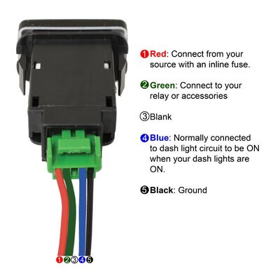 Nissan Universal Switch 40.5X21.3Mm Hole Size D40,R51,Y61,Y62,T31 Orange Led