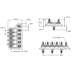 5 Way M8 Mega Fuse Holder 300A Combined Current Rating Black Housing Red Cover