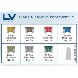 Micro Blade Fuse Assortment 101Pcs: 5Ax10; 7.5Ax10; 10Ax15 15Ax25; 20Ax15; 25Ax10; 30Ax15