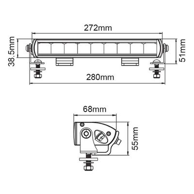 11" Led Slim Light Bar 45W 9 X 5W Leds Combo Beam 9-36V Input Voltage