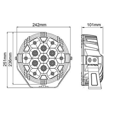 9" Titan Led Driving Light 130W - Long Range Chrome
